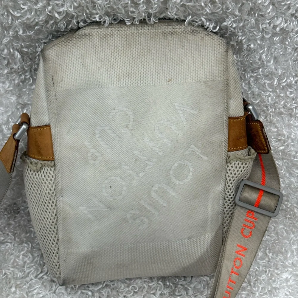 Louis Vuitton Gray and Brown Messenger Bag with Leather Accents